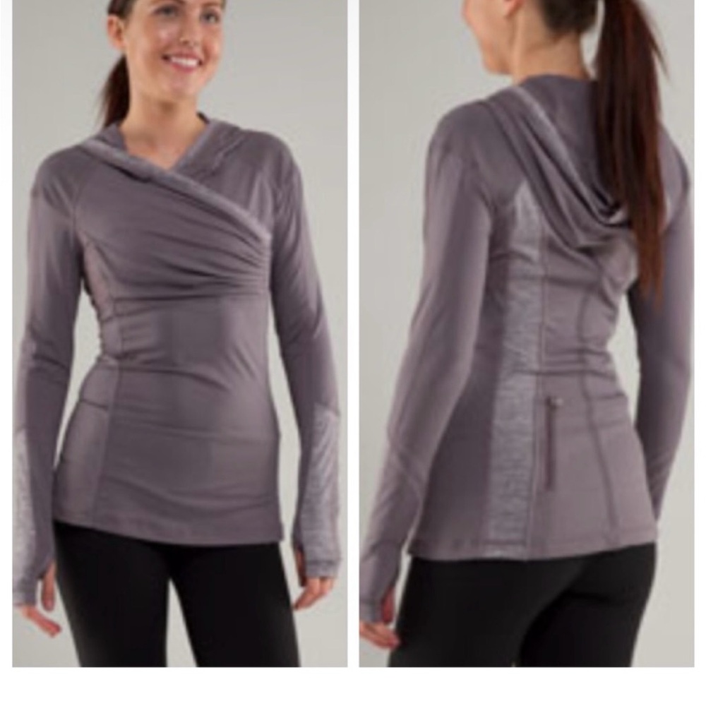 Lululemon Hoodie Purple GrayPullover Run For Your Life Cross Train Active sz 6